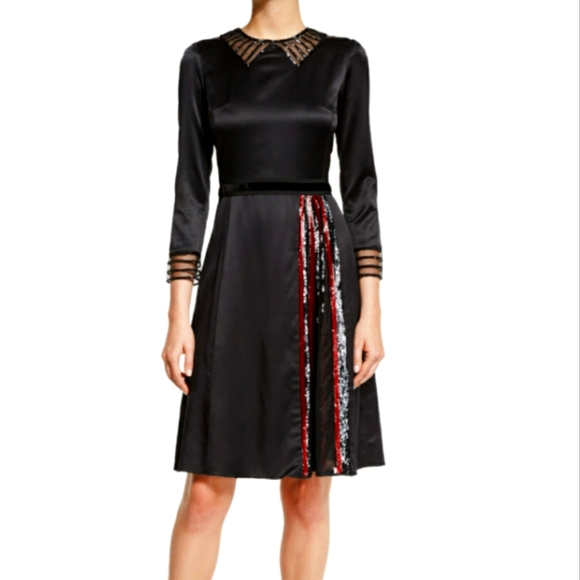 Marc Jacobs Black Embellished A-Line Dress